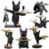 Dekorative Objekte Figuren Hundestatue Cooler französischer Butler mit Metalltablett Aufbewahrungsbox Schreibtisch Wohnkultur Figuren Basteln Tierharz Sculputre Geschenke Z0412