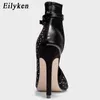 top Design Peep Toe Women Crystal Sandals Ankle Straps Buckle Cover Heel Pumps Ladies Party Pole Dancing Shoes 230306