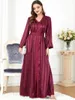 Abbigliamento etnico Abito musulmano Donna Scollo a V Cross Border Manica lunga Abaya Caftani