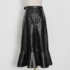 Skirts Summer Dresses Women Fashion Stylish Irregular Ruffles Leather Ladies Black Mid-Calf SkirtSkirts