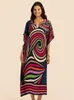 Kvinnors badkläder Bohemian Dress Print Beach täcker pareos de playa mujer över storlek baddräkt täcker mantel kaftan tunika maxi klänning 230412