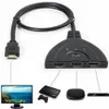 Switcher Splitter 1080p 3 i 1 ut Port Hub för DVD HDTV Xbox PS3 PS4 4K 3D MINI HDMI-kompatibel switch 1 4B Party Favor2388