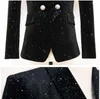 Nouveau style de qualité supérieure femmes blazers de velours célèbre designer double boutonnage coupe slim veste à paillettes étoiles boucles argentées manteaux d'extérieur surdimensionnés 2XL