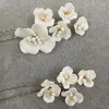 Hair Clips 4PCS White Plant Flower Pins Wedding Jewelry Accessories Bridal Women Tiara Head Decoration Ornament