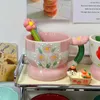 Tassen aus Keramik, süße Tulpe, Haushalt, Frühstück, Hafer, Kaffeetasse, Kawaii, Milch, Büro, Getränk, Wasser, Persönlichkeit, Mädchen, Geschenk