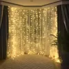 3x3m gardin LED -remsa lampor USB Power Fairy Lights Curtain för Living Control 8 Läges avlägsna hemrum Jul Halloween -dekorationer