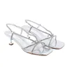 Sandals Baldauren Women High Heels Square Toe Wedding Shoes Open Dress Silver Quality Party 230412