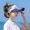 W stylu Visors Sun Virsors Sports Print Hats dla kobiet szeroko zakrojone brzeg plażowy kapelusz UV Protection Cap 230412