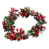 Dekorativa blommor Simulering Juleljus Garland Xmas Ring Wreath Party Supplies Mini för vardagsrumsheminredning