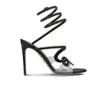 Famosos 23s/s Brand Ladies Sneke Crystal Black Sandal Blush Heels High Sapatos Para Mulheres Ensaciais Saltos Sexy Party Wedding Euro 35-43