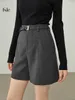 Women's Shorts Women's Winter Grey Wool Shorts Design High Waist Thick Casual Shorts Loose Coffee Shorts 230412