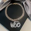 Подвеска Strands Strings Woo Baby Iced Out для мужчин Хип-хоп Кубинская цепочка Женская мода и контрактное звено Ожерелье Колье Изящные украшения 230412