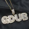 Nome inicial de letra de moda Nome personalizado Colar pingente personalizado gelado fora baguete zirconia cz 18k Real Gold Hip Hop Jóias de Aniversário DIY para homens