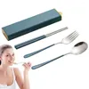 Dinnerware Sets 1 Set/3 Pcs Portable Stainless Steel Cutlery Set With Box For People To Travel Use Chopsticks Spoon And Fork Tableware