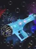 Gatling Bubble Gun-leksak med färgglad belysning 21-håls uppgradering Bubble Maker för barn Pojkar Flickor Bubble Maker Machine