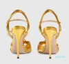 2023 Sandalet Şanslı Klasik Seksi Dudak Yılan Açık Ayak Parmağı Düğün 10.5cm Stiletto Yüksek Topuklar Sandals Altın Boyut 34-44 02