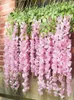 Kryptera Wisteria Artificial Flower Garland Hanging Vine Home Decor Fake Wisteria Flower String Takdekor bröllopsdekoration