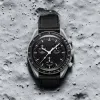 オメグメンズは、バイオセラミックムーンQuarz Sapphire Chronograph Mission to Mercury Moon Pluto Neptune 42mm Real Black Nylon Montre de Luxe Limited Edition Jupiter