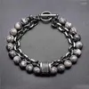 Strand Natural Labradorite Bracelet Set Clear Energy Real Hematite Men Polished Stone Bead Women