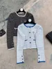 Womens Wool Blends Spring and Autumn Coat Round Neck Single Breasted Letter Print Color Stripes Celebrity Style Thin 230905