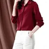 Women's Blouses Satin Women Shirt Chiffon Solid Long Sleeve Blouse Basic Silk Office Tops Fashion Woman 2023 Vrouwelijke kleding