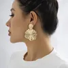 Boucles d'oreilles à clous, bijoux européens et américains, en métal fluide personnalisé, Niche en feuille de Lotus, coquille plissée à vent froid