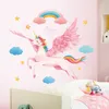 Decorazioni da parete Creative Cartoon Cute Unicorn Adesivi per camerette Casa Ragazza Camera da letto Sfondo autoadesivo 230411