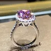 Solitaire 5ct AAAAA rose Zircon couleur argent fiançailles bagues de mariage pour femmes hommes doigt promesse fête bijoux