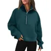 LL051YOGA SCUBA HALV ZIP HOUDIE JACKE DESIGNER SVÄTTNING Kvinnor Definiera träning Sportrock Fitness Activewear Top Solid Zipper Sweatshirt Sport Gym kläder