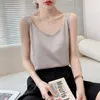 Camisoles Tanks Silk Camisole Ladies Summer Suit Inside Vneck Satin Bottoming Vest Thin Looseeveless Sling Silk Tops Small Shirt Trend 230506