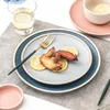 Placas pratos domésticos para jantar de bife ocidental utensílios de mesa nórdicos conjunto de combinação fosco de cor sólida redonda de vajilla obiDowe