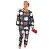 Abbigliamento etnico Abiti Dashiki africani in due pezzi per donna Camicia con maniche a lanterna Top Abiti con pantaloni Stampa autunnale Abiti casual da ufficio