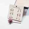 Boucles d'oreilles coréennes minuscules ensembles de boucles d'oreilles pour les femmes mariée mariage fiançailles fantaisie étoile fleur oreille bijoux couleur argent Mini
