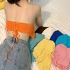 Camisoles Tanki Kobiety seksowne bez ramiączki Bandeau Tube Top Bilt Knit bez pleców Asymetryczna kamizelka na brzeg