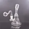 60pcs Small Glass Beaker Bong Water Pipe 6inch Oil Dab Rigs Showerhead Percolator 14mm female Recycler Bubbler Smoking Ashcatcher with Male Glass Oil Burner Pipe