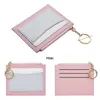 Card Holders Fashion Splicing Color Wallet With Keychain Women PU Leather Clutch Bag Small Holder Female Coin Purse