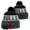 Bulls Beanies Chicago Beanie Cap Wool Warm Sport Geknipt hoed Basketbal Noord -Amerikaanse team Gestreepte zijlijn USA College POM HATS Men Women A8