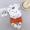 Roupas conjuntos de moda Moda Baby Gary Sum Summer Casual Roupos Top shorts 2pcs para meninos ternos infantis crianças 230412