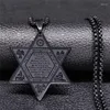 Collane a ciondolo esagramma ebraico ebraico collana simbolo collana in acciaio inossidabile stella di colore nero di David scield chai protezione gioielleria