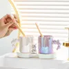 Bath Accessory Set Ceramic Gargle Cups Luxury Toothbrush Household A Pair Of High-value Wash Suits Couples Tooth Jar Bathroom Decoration