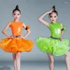 Sahne Giyim Floresan Renkli Gezazı Latin Dans Elbisesi Kızlar Kolsuz Balo Salonu Yarışması Elbiseler Çocuk Kostümü SL5426
