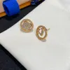 럭셔리 디자이너 후프 브랜드 다이아몬드 편지 귀걸이 여자 파티 결혼식 커플 선물 보석 925 실버
