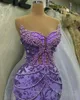 2023 abril Aso Ebi lavanda sereia vestido de baile pérolas lantejoulas rendas noite festa formal segunda recepção vestidos de noivado de aniversário vestidos robe de soiree