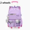 Sacs d'école sac à dos avec roulettes cartable élémentaire détachable Mochila Feminina chariot pour filles enfants sac à dos