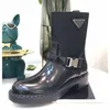 Autumn Winter Women Boots Women's Slip-On Round Toe Ankle Boots Buckle Motorcycle Luxurious Ladies Brand Short