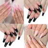 False Nails 24st Nail Tips Press On Black Edage DIY Ballerina Long French Fake