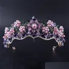 Bröllopshår smycken lyxig barock lila kristallpärl Brudkrona tiara magnifik diadem för brud pannband acces otewa drop d dhk9o