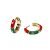 Hoop Earrings Women's Colorful Enamel Circle Micro-Inlaid Zircon Cartilage Round For Wedding Birthday Jewelry