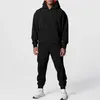 Men's Tracksuits 2023 Autumn And Winter Fashion Casual Set With Velvet Hooded Zipper Sweater Sports Pants Two Piece
