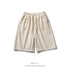Mäns shorts Sommarmän tunna beige denim shorts koreanska mode fasta casual shorts elastiska midjepar set 230412